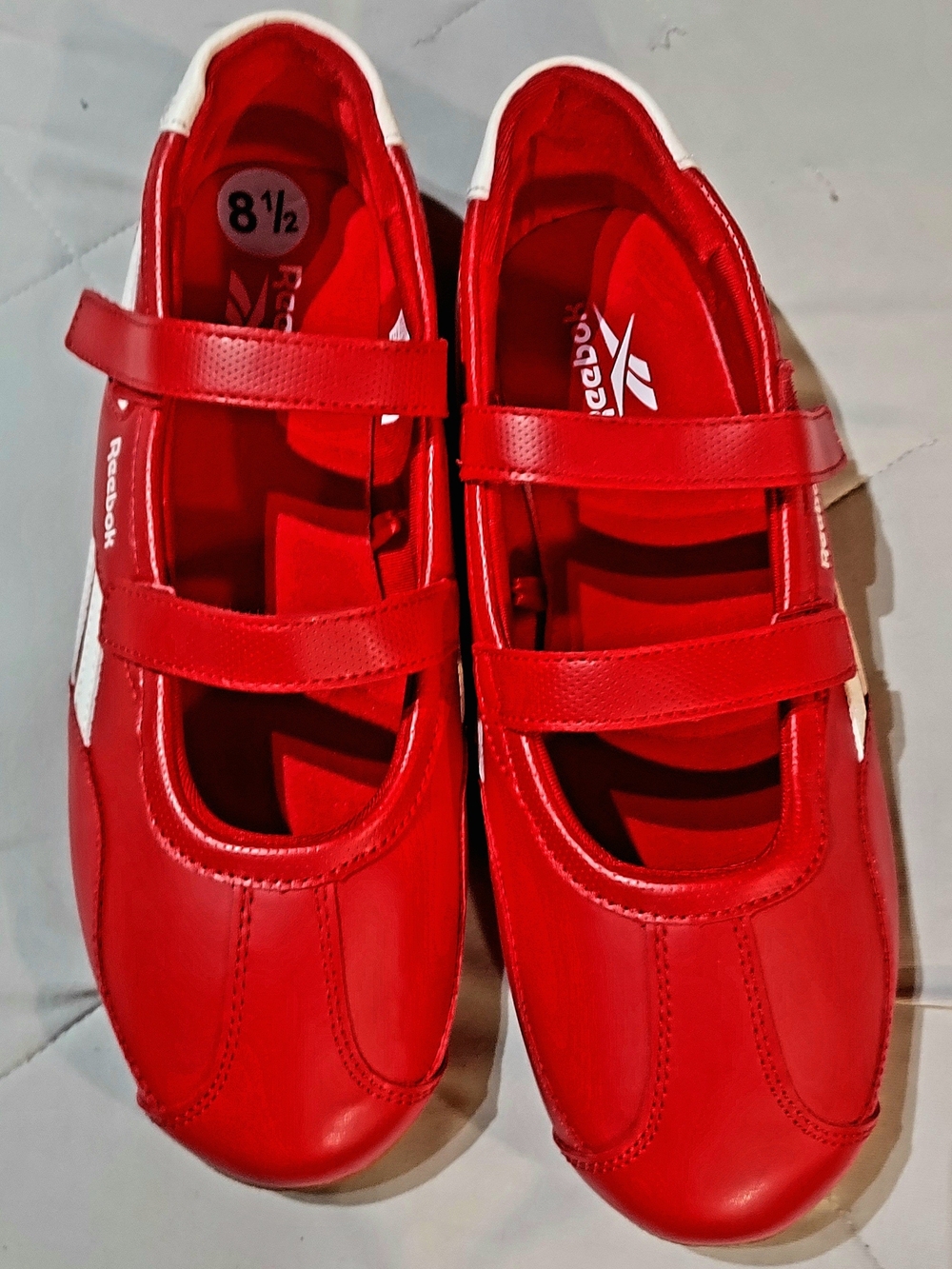 Reebok Kids Red Double-Strap Mary Jane Sneakers with White Accents